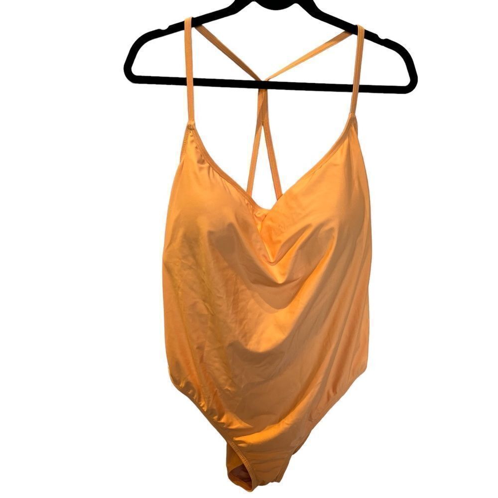Re-Imagined J. Crew Women's one piece Swim Suit Size 24 Apricot color w/stripes